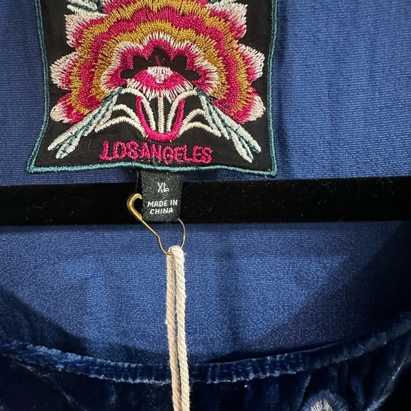 UNBELIEVABLE!! Johnny Was NWT JWLA Blue Velvet Nikkola Boatneck Blouse - XL - Picture 2 of 5